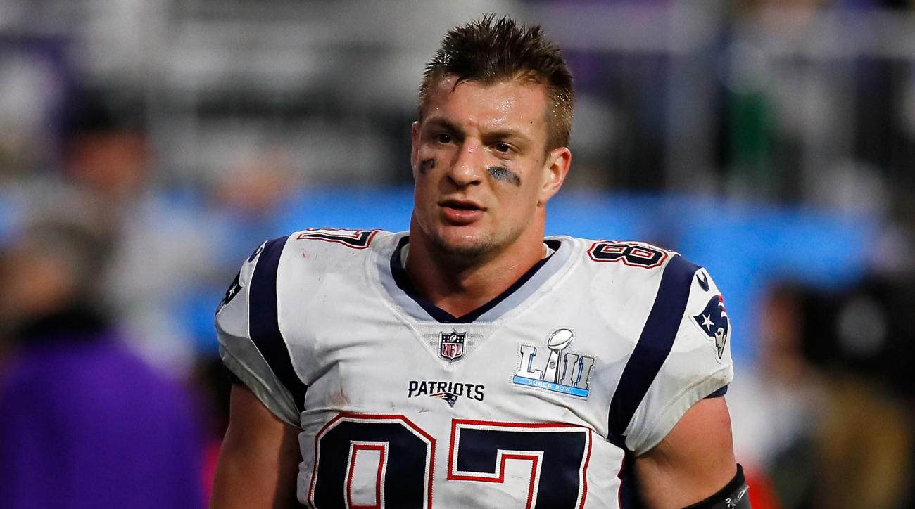 Gronk Makes A Dent In The Patriots Super Bowl Trophy By Using It As A Bat