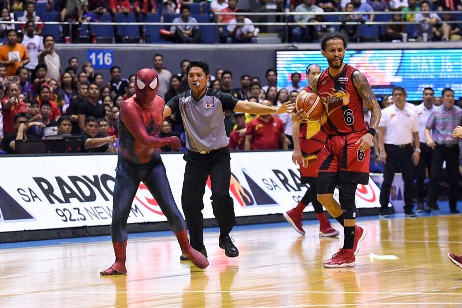 Man Dressed Up As Spider-Man Rushes Onto Court During Philippine Cup Finals Game