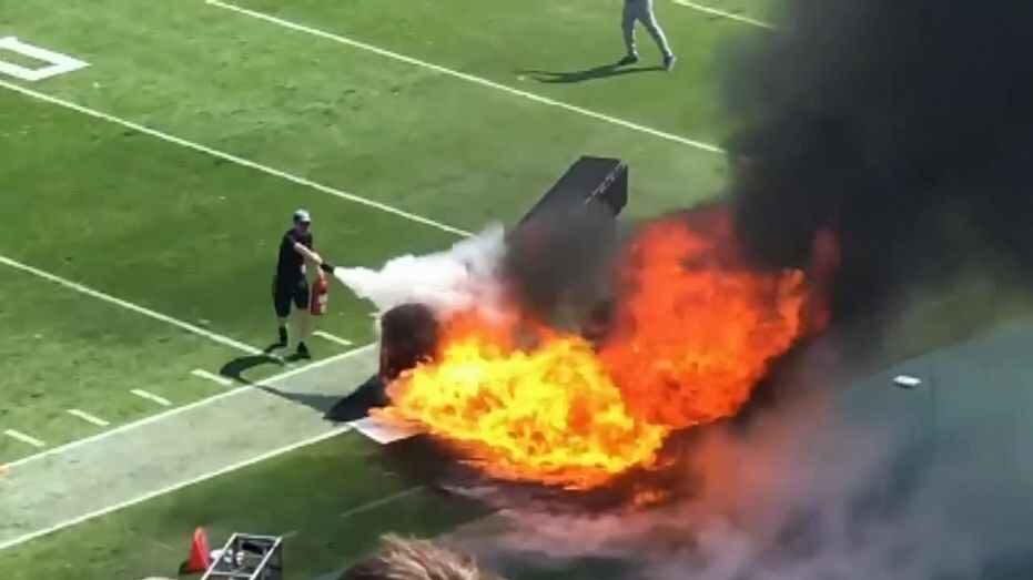 Flamethrower Starts A Large Fire On The Field Before Sunday’s Titans Game